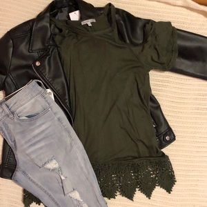 Green Cold Shoulder Tee